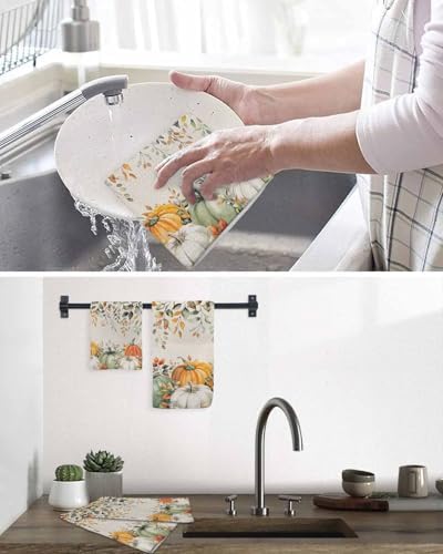 Golden Sage Pumpkin Dish Towel Set