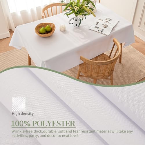 Sturdy White Tablecloth for 6-Foot Tables