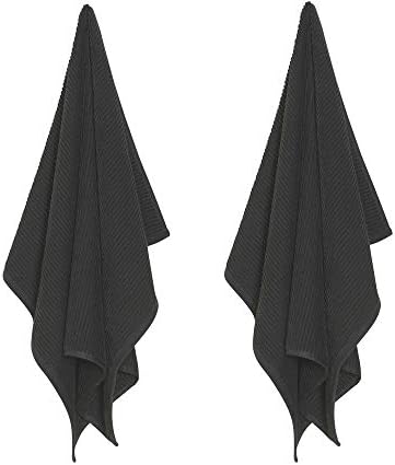 Now Designs Ripple Kitchen Towels Set of 2 Black - Declutter Your Kitchen Instantly