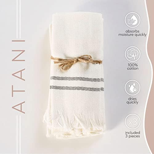 ATANI Turkish Kitchen Towels 3 Set Pure Turkish Cotton Quick-Dry Dish Towels