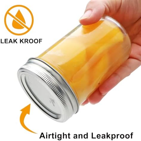 Mason Jars 8 oz Set of 30 Regular Mouth Airtight Lids BPA Free