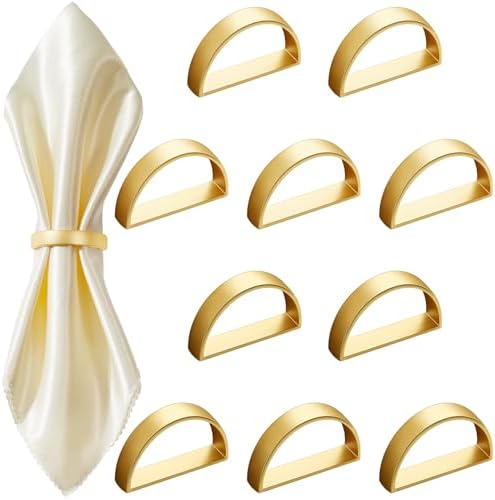 CHENGU 40 Pcs Matte Gold Semicircle Napkin Rings