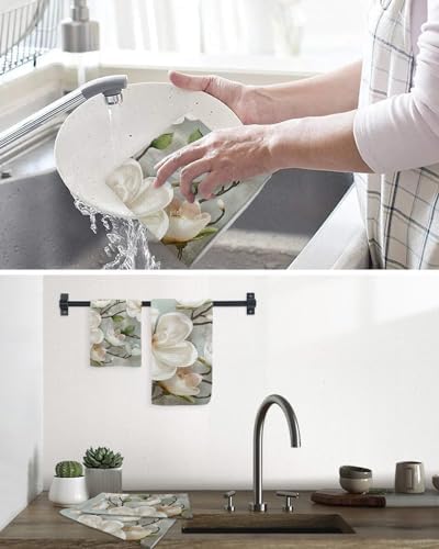 Retro White Flowers Hand Towels Set
