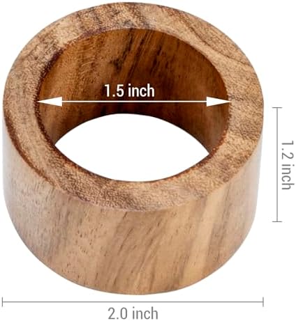 Stylish Acacia Napkin Rings Set of 6 for Weddings
