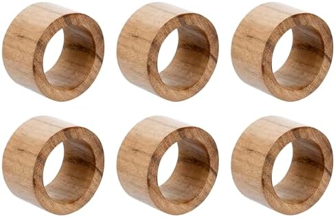 Stylish Acacia Napkin Rings Set of 6 for Weddings