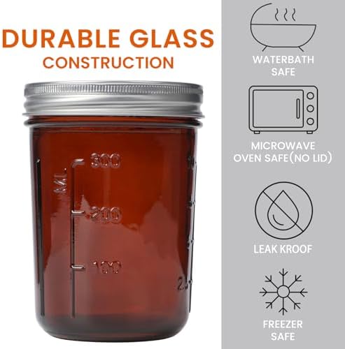 Korangi Amber Glass Mason Jars Multi-Purpose Storage Cooking