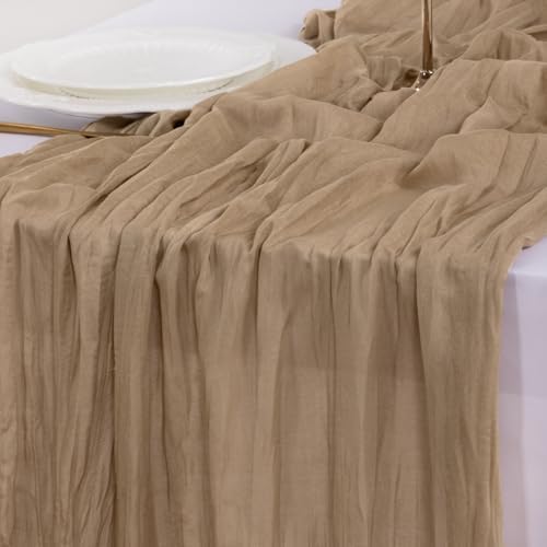 Socomi nude brown Easter cheesecloth table runner