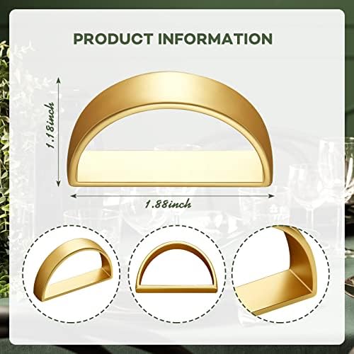 CHENGU 40 Pcs Matte Gold Semicircle Napkin Rings