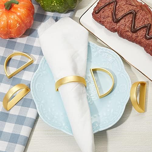 CHENGU 40 Pcs Matte Gold Semicircle Napkin Rings