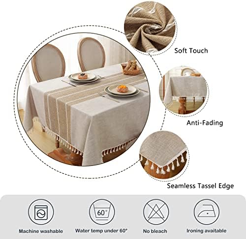 Laolitou Rustic Tablecloth Cotton Linen Waterproof Cloth for Home Kitchen 55x102