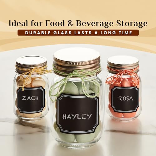 Mini Mason Jars with Chalkboard Labels Lids 12 Pack