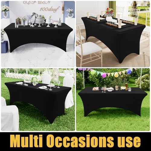 Smiry 2-Pack Elastic Tablecloth for Rectangular Tables Black 6FT