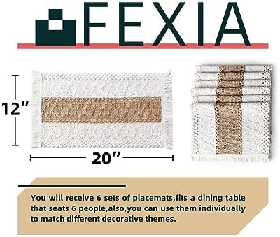FEXIA Boho Placemats Set of 6 - Fall Christmas Kitchen Linens
