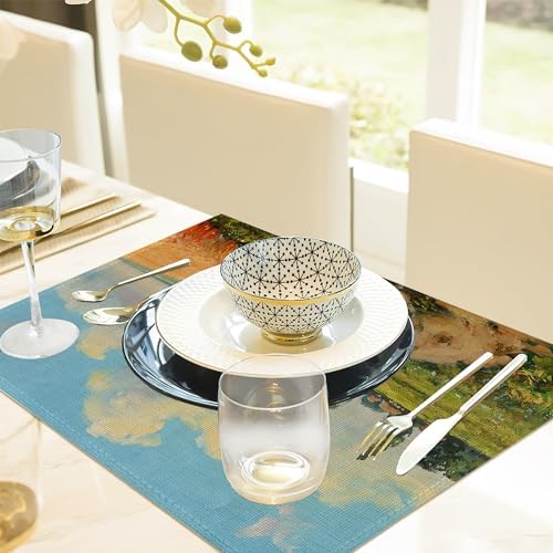Natural Elegance Oil Painting Landscape Placemats Set of 6