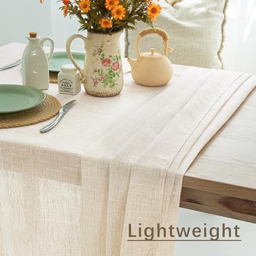 Natural Linen Textured Tablecloth Water Resistant