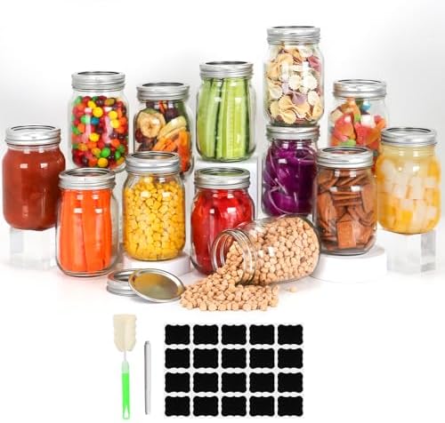 16oz Glass Mason Jars Set Eco-Friendly with Bands 15 Pack