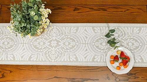 KEVA Boho Table Runner 72 inches Rustic Farmhouse Linen with Embroidered Design
