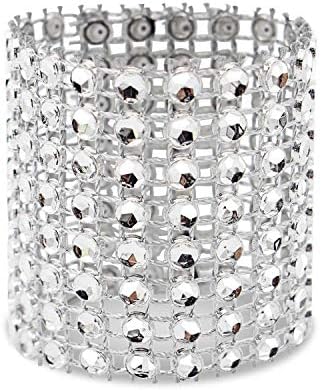 Elegant Rhinestone Napkin Rings 120 Pack Silver Perfect for Weddings Parties