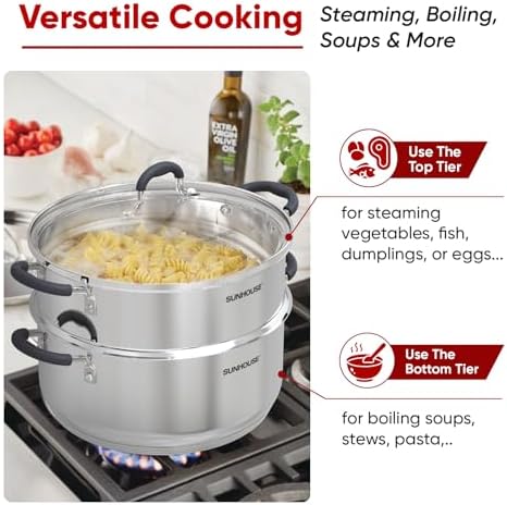 Sunhouse 55 Quarts Steamer Pot - Effortless Cooking for Healthy Meals