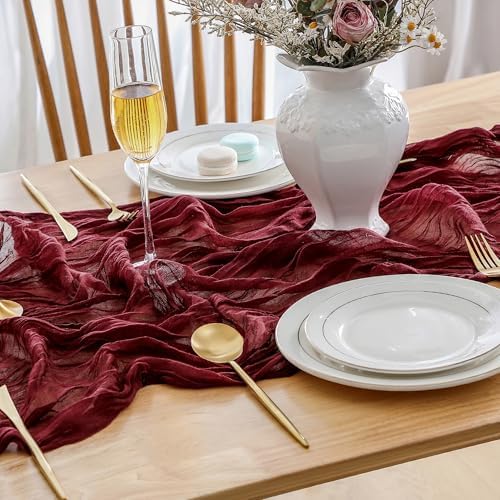 Elegant 2-Pack Burgundy Table Runner for Weddings and Parties
