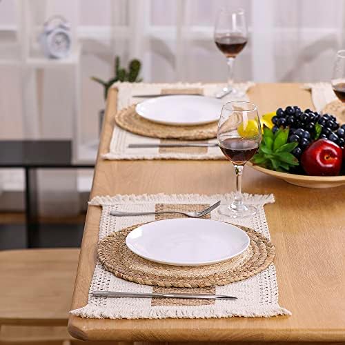 Natural Boho Placemats Set - Rustic Durable for Home Use