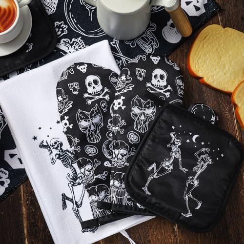 Spooky Skeleton Kitchen Set for Halloween or Home Cooking