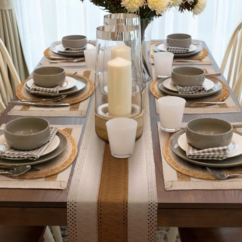 Xuhal Boho Table Runner Set - farmhouse style with tassels