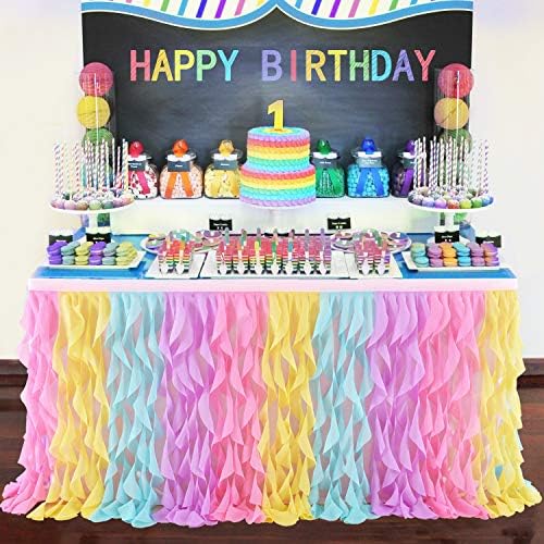 Rainbow Curly Willow Table Skirt