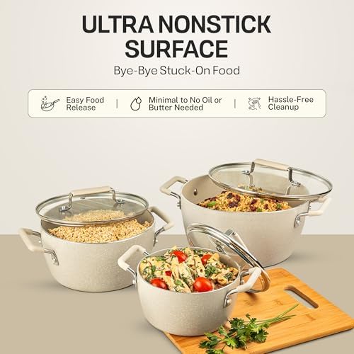 Granitestone Non-Stick Pots Set for Kitchen Mastery Space-Saving Durable
