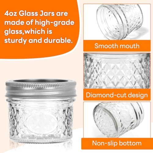 TOEKSIX Mini Mason Jars 4 oz 40 Pack