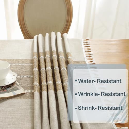 Laolitou Rustic Tablecloth Cotton Linen Waterproof Cloth for Home Kitchen 55x102