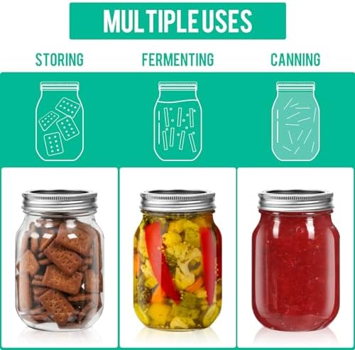 16oz Glass Mason Jars Set Eco-Friendly with Bands 15 Pack