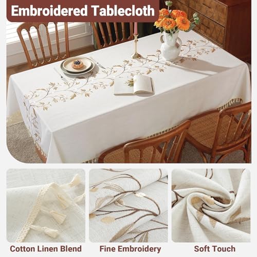 Beveled-Edge Waterproof Cotton Linen Tablecloth