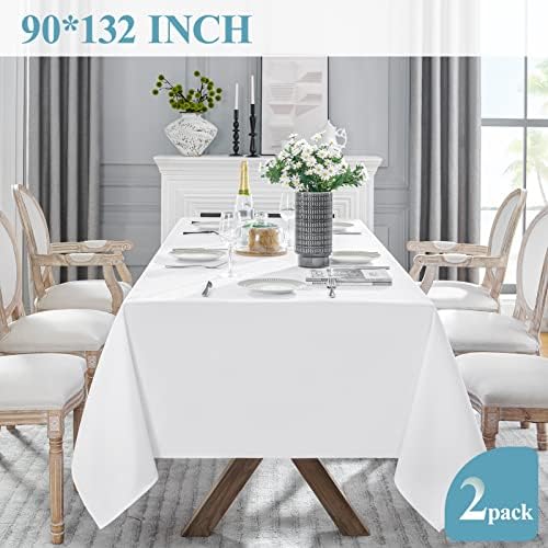 VidaFete 2-Piece 90x132 White Tablecloth Set