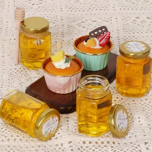 Bigivaca 4 oz Glass Honey Jars with ejected caps 30 pack
