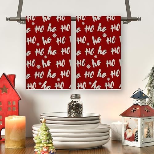 Sparkling Christmas Kitchen Towels Festive Ho Ho Ho Design Machine Washable Durable