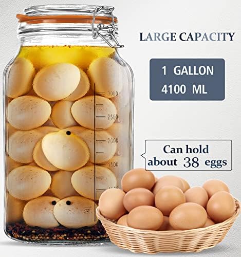 Folinstall Super Wide Mouth 1 Gallon Glass Jar with Airtight Lid