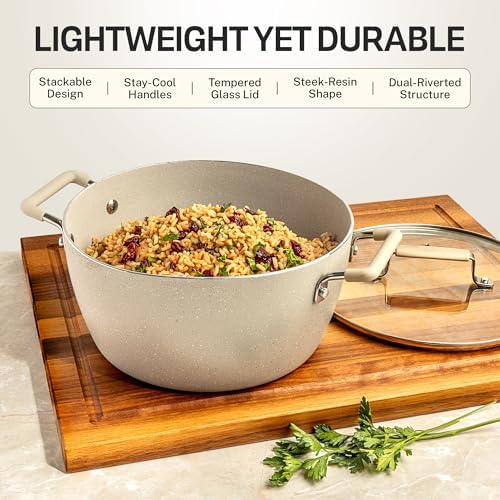 Granitestone Non-Stick Pots Set for Kitchen Mastery Space-Saving Durable