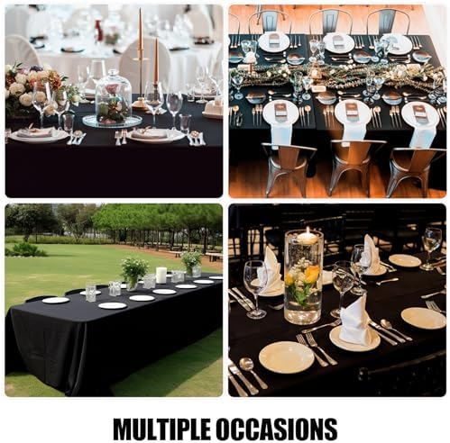 Smiry Waterproof Anti-Scratch Rectangle TableclothReusable 60x84Black