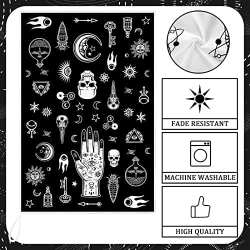 6-Piece Skull Kitchen Towels Halloween Accessories Turquoise Navy and BlueGold
