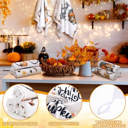 Ganeen 6pcs Happy Fall Kitchen Towels Set