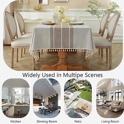 Alsoo Rectangle Tablecloth Waterproof Cotton Linen Rustic 55x90 Inches