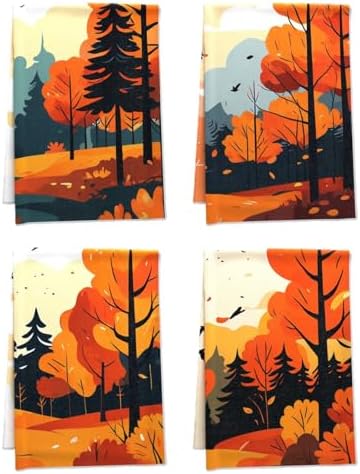 Oeught Autumn Pattern Tea Towels Set of 4 16x24