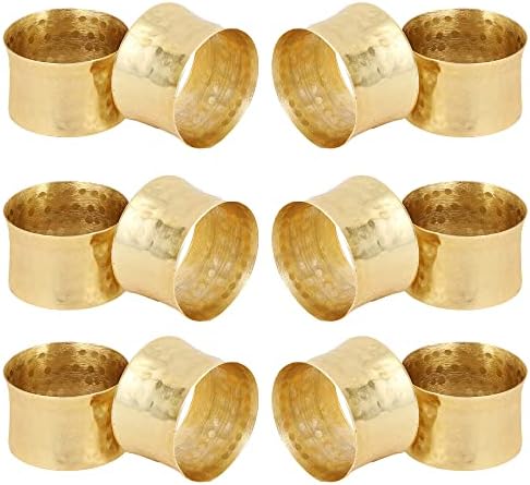 ITOS365 Handmade Golden Napkin Rings Holder Set of 12