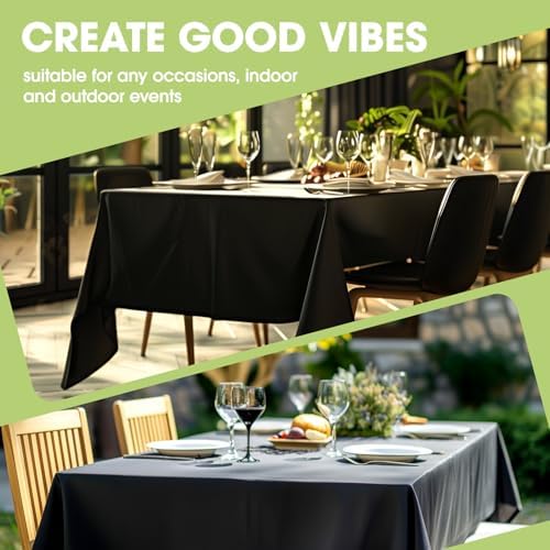 Pureegg Tablecloth - 60x84 inch Black Washable Soft Durable