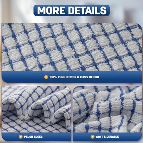 100 Cotton Kitchen Dish Towels 16x25 6Pack