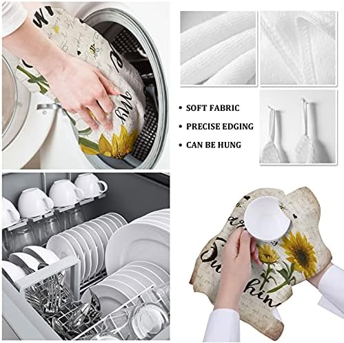 Rustic Sunflower Kitchen Towels Quilted Microfiber Durable Soft