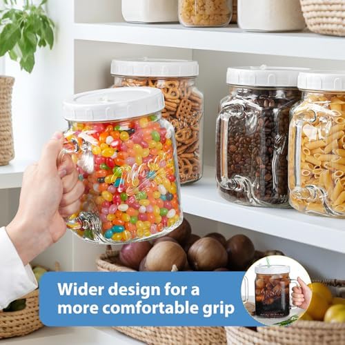 2 Pack 74 oz Glass Mason Jars with Wide Mouth