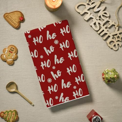Sparkling Christmas Kitchen Towels Festive Ho Ho Ho Design Machine Washable Durable