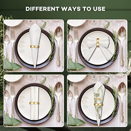 CHENGU 40 Pcs Matte Gold Semicircle Napkin Rings